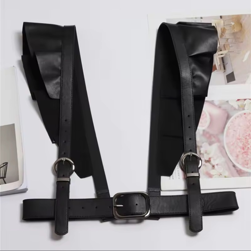 Women’s Black Faux Leather Harness Belt
